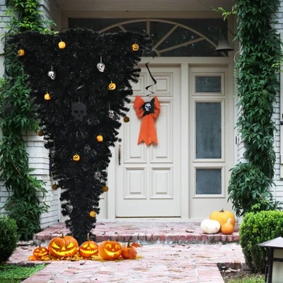 Tangkula Black Upside Down Artificial Christmas Tree Pre-lit Halloween Tree Faux-Pine Christmas Tree w/ Purple LED lights 8 Tangkula Black Upside Down Artificial Christmas Tree Pre-lit Halloween Tree Faux-Pine Christmas Tree w/ Purple LED lights - Image 6