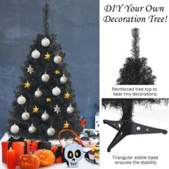 Tangkula 3 Ft Black Artificial Tree Unlit Halloween and Christmas Decoration Tree Compact Festival Party Supplies -Outlet Xmas Decor Tree Store GUEST 8c1d7fdc dca4 4b0d b6bb 8a89a7eac4a7