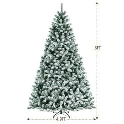 Costway 8ft Pre-lit Snow Flocked Hinged Christmas Tree w/1502 Tips & Metal Stand -Outlet Xmas Decor Tree Store GUEST 8c2f7742 e9b2 4469 9173 ca8ef1f8badb