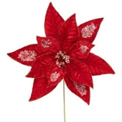 Northlight 28" Icy Red Velvet Poinsettia Glittered Christmas Stem Spray -Outlet Xmas Decor Tree Store GUEST 8c68b2ce b8c4 46c5 b086 a88a10901109