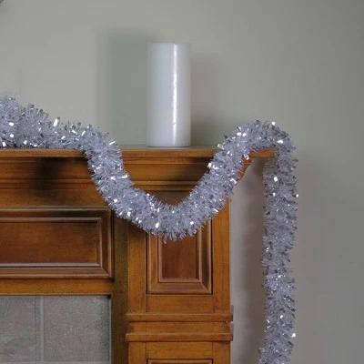 Northlight 12' x 3" Shiny Silver and Snowblush Wide Cut Tinsel Christmas Garland - Unlit 4 Northlight 12' x 3" Shiny Silver and Snowblush Wide Cut Tinsel Christmas Garland - Unlit - Image 2