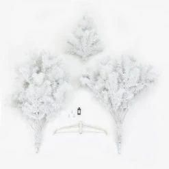 LuxenHome 7ft Pre-Lit LED Artificial White Full Fir Christmas Tree -Outlet Xmas Decor Tree Store GUEST 8cc5c631 aebf 4348 92ce 6aed33b45788