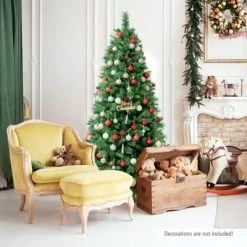 Tangkula Pre-Lit Christmas Spruce Tree Hinged Artificial Tree, Party Decoration w/ Tips, Lights, Pine Cones -Outlet Xmas Decor Tree Store GUEST 8d8a983a 60b1 413a 9f89 182786b1aea6