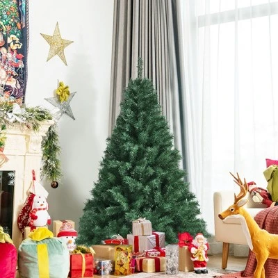 Costway 5Ft/6Ft/7Ft PVC Hinged Artificial Christmas Tree 410/648/968 Tips Holiday Decor with Metal Stand 4 Costway 5Ft/6Ft/7Ft PVC Hinged Artificial Christmas Tree 410/648/968 Tips Holiday Decor with Metal Stand - Image 2