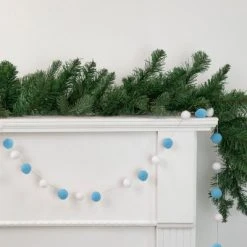 Northlight 9' Blue and White Plush Snowball Christmas Garland