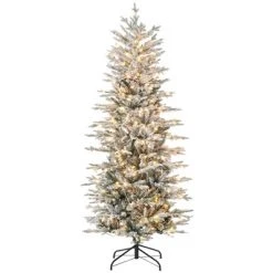 HOMCOM Prelit Artificial Christmas Tree Holiday Decoration with Snow Flocked Branches, Warm Yellow Clear Lights, Auto Open, Extra Bulb 14 HOMCOM Prelit Artificial Christmas Tree Holiday Decoration with Snow Flocked Branches, Warm Yellow Clear Lights, Auto Open, Extra Bulb -Outlet Xmas Decor Tree Store GUEST 8dfac76e 8fa5 4757 b112 2640d84a1849