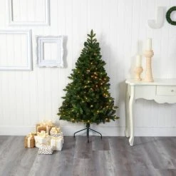 5ft Nearly Natural Pre-Lit LED Grand Teton Spruce Flat Back Artificial Christmas Tree Clear Lights -Outlet Xmas Decor Tree Store GUEST 8e1643ae 470a 443b a19f eef197009d98