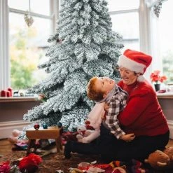 Costway 6Ft Snow Flocked Artificial Christmas Tree PVC Hinged Alaskan Pine Tree Holiday -Outlet Xmas Decor Tree Store GUEST 8ec2e26c 67f8 49ea 82a6 11e035b7e7ef