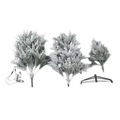 LuxenHome 7Ft Pre-Lit LED Artificial Flocked Slim Fir Christmas Tree -Outlet Xmas Decor Tree Store GUEST 8ece5d2c 47d0 4fdf 8294 1ff607255d3c