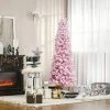 HOMCOM 6' Tall Unlit Snow Flocked Artificial Christmas Tree Slim Pencil Xmas Tree with Pine Shape and Realistic Branches, Pink -Outlet Xmas Decor Tree Store GUEST 8f128a33 1e3a 44e1 b0ab 81355967bd4a