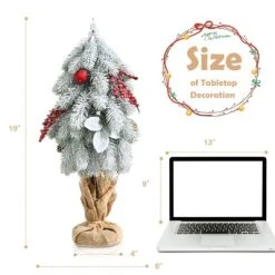Tangkula 19" Mini Snow Flocked Xmas Tree Tabletop Artificial Christmas Tree w/ 59 Tips Burlap Cement Sand -Outlet Xmas Decor Tree Store GUEST 8f434e5b 4e42 4e19 acff 11e013755489