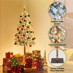 Yaheetech Snow Flocked Artificial Christmas Tree with Lights for Home Party -Outlet Xmas Decor Tree Store GUEST 907ca844 236d 497a aa83 e8881052dfe0