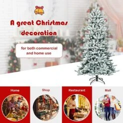 Costway 7Ft Premium Hinged Snow Flocked Slim Artificial Christmas Fir Tree w/ Pine Cones -Outlet Xmas Decor Tree Store GUEST 9091f322 aed7 42fd af14 e3717acf65a4