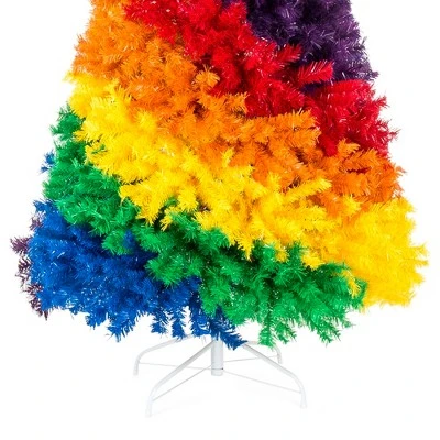 Best Choice Products 7ft Artificial Colorful Rainbow Christmas Tree, Full Fir Holiday Decor w/ 1,213 Tips, Metal Stand 5 Best Choice Products 7ft Artificial Colorful Rainbow Christmas Tree, Full Fir Holiday Decor w/ 1,213 Tips, Metal Stand - Image 3
