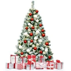 Tangkula Pre-lit Artificial Hinged Christmas Pine Tree Snow Flocked Decoration Tree -Outlet Xmas Decor Tree Store GUEST 90ac72b2 7bb8 4527 ac9e b49e4a144622