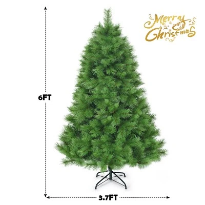Tangkula Artificial Christmas Tree Pine Needles Xmas Tree with Metal Stand 6 Tangkula Artificial Christmas Tree Pine Needles Xmas Tree with Metal Stand - Image 4