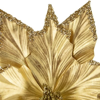 Northlight 24" Metallic Gold Sequin Poinsettia Christmas Stem Spray 5 Northlight 24" Metallic Gold Sequin Poinsettia Christmas Stem Spray - Image 3