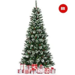 Tangkula Unlit Snow Flocked Artificial Christmas Tree Hinged Pine Decoration Tree -Outlet Xmas Decor Tree Store GUEST 91ceb1cf 5a6d 429d 90f4 8edcca2d60c2