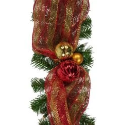 Northlight 6ft Pre-Lit Decorated Red and Gold Artificial Christmas Garland, Clear Lights -Outlet Xmas Decor Tree Store GUEST 9266e87a b500 4df3 9947 c25d8ed043c6