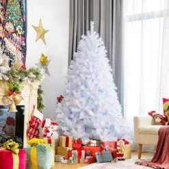 Costway 6ft White Iridescent Tinsel Artificial Christmas Tree w/ 792 Branch Tips -Outlet Xmas Decor Tree Store GUEST 92881802 2821 4947 b4e1 9b3daddb8c45