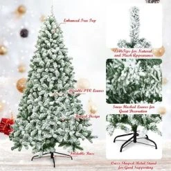 Costway 7.5FT Snow Flocked Artificial Christmas Tree Hinged w/1346 Tip and Foldable Base -Outlet Xmas Decor Tree Store GUEST 92ade128 704c 488a b544 c1d77ccd0ac1