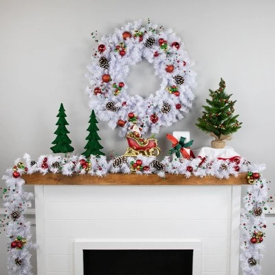 Northlight 9' x 10" Unlit White Canadian Pine Artificial Christmas Wreath - White 3 Northlight 9' x 10" Unlit White Canadian Pine Artificial Christmas Wreath - White