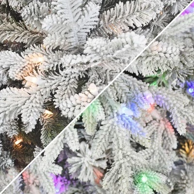 Puleo 7.5' Pre-Lit LED Flocked Downswept Full Royal Majestic Douglas Fir Artificial Christmas Tree Color Select Lights 6 Puleo 7.5' Pre-Lit LED Flocked Downswept Full Royal Majestic Douglas Fir Artificial Christmas Tree Color Select Lights - Image 4