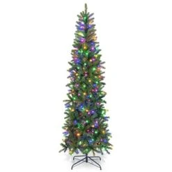Tangkula Full Artificial Christmas Tree Pre-lit Christmas Tree w/Warm White & Multi-color LED Lights Foldable Metal Stand -Outlet Xmas Decor Tree Store GUEST 93844bfe f889 4ca0 a022 b9fbb4ee0886