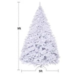 Tangkula 9ft White Christmas Pine Tree Hinged Artificial Decoration w/ 2132 Tips & Metal Stand -Outlet Xmas Decor Tree Store GUEST 93e0f0fd 12b6 4f9f 992e 69db9fba2666