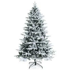 Tangkula Snow Flocked Christmas Tree, Pre-lit Artificial Xmas Tree w/ LED Lights & PE & PVC Branch Tips -Outlet Xmas Decor Tree Store GUEST 940862fc 9ec7 4aab 9a48 fceb38d12078
