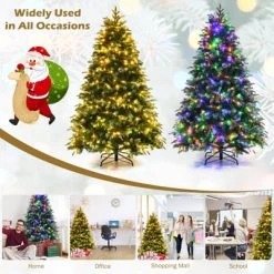 Tangkula Hinged Life-Like Christmas Tree W/ LED Lights Pre-Lit Artificial Xmas Tree W/ PE & PVC Leaves -Outlet Xmas Decor Tree Store GUEST 94449eb3 997b 44eb 9460 2c394175ea4d