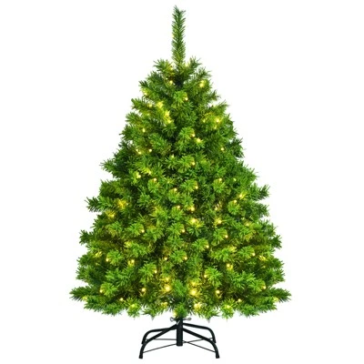 Tangkula Artificial Pre-Lit Christmas Tree, Green Flocked Christmas Hinged Tree w/ Branch Tips & Warm LED lights 12 Tangkula Artificial Pre-Lit Christmas Tree, Green Flocked Christmas Hinged Tree w/ Branch Tips & Warm LED lights - Image 10