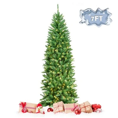 Tangkula Pre-lit Hinged Artificial Pencil Fir Christmas Tree with UL-listed Lights 11 Tangkula Pre-lit Hinged Artificial Pencil Fir Christmas Tree with UL-listed Lights - Image 9