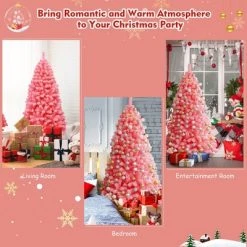Costway 6.5ft Snow Flocked Hinged Artificial Christmas Tree w/ Metal Stand Pink 16 Costway 6.5ft Snow Flocked Hinged Artificial Christmas Tree w/ Metal Stand Pink -Outlet Xmas Decor Tree Store GUEST 955fcd41 c454 4f73 a1be c75ff4202583