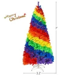 Tangkula 7FT Artificial Hinged Christmas Tree Colorful Rainbow Full Fir Xmas Tree with 1213 Branch Tips 14 Tangkula 7FT Artificial Hinged Christmas Tree Colorful Rainbow Full Fir Xmas Tree with 1213 Branch Tips -Outlet Xmas Decor Tree Store GUEST 95cbdb69 0a30 49a8 ad28 46d97108c313