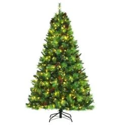 Costway 6ft7ft8ft Pre-lit Hinged Artificial Christmas Tree w/Pine Cones & Red Berries -Outlet Xmas Decor Tree Store GUEST 95dd050c ff02 4674 ae97 98559fa232b6