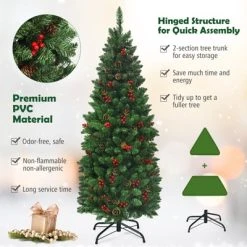 Tangkula Pencil Christmas Tree Hinged Artificial Slim Xmas Tree with Sturdy Metal Stand 16 Tangkula Pencil Christmas Tree Hinged Artificial Slim Xmas Tree with Sturdy Metal Stand -Outlet Xmas Decor Tree Store GUEST 96619c99 8ba7 4186 ae0a 2d1ee7d870c2