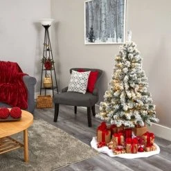 4ft Nearly Natural Pre-Lit LED Flocked West Virginia Fir Artificial Christmas Tree Clear Lights -Outlet Xmas Decor Tree Store GUEST 967aa21e 6e48 4ed2 924b 3cc5b91d84a0