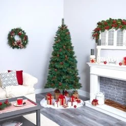 Nearly Natural 7-ft Mixed Pine Artificial Christmas Tree with 350 Clear LED Lights, Pine Cones and Berries 12 Nearly Natural 7-ft Mixed Pine Artificial Christmas Tree with 350 Clear LED Lights, Pine Cones and Berries -Outlet Xmas Decor Tree Store GUEST 974c7227 450d 4c1e 9bf7 bffd12b546c8