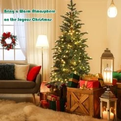 Costway 6ft Pre-Lit Artificial Hinged Pencil Christmas Tree w/250 Lights and Metal Stand -Outlet Xmas Decor Tree Store GUEST 97693d7b b2fd 435f 9433 d8f5aa6b6b55