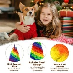Tangkula 7FT Artificial Hinged Christmas Tree Colorful Rainbow Full Fir Xmas Tree with 1213 Branch Tips 19 Tangkula 7FT Artificial Hinged Christmas Tree Colorful Rainbow Full Fir Xmas Tree with 1213 Branch Tips -Outlet Xmas Decor Tree Store GUEST 978561b1 6b1e 4ba5 8029 e10c133fa46f