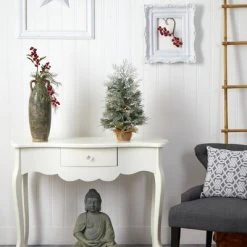 Nearly Natural 24" Pre-Lit LED Flocked Artificial Christmas Tree with Burlap Base Clear Lights -Outlet Xmas Decor Tree Store GUEST 97f8f5c6 f39e 4d4a 9846 ac980442681b