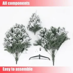 LuxenHome 7ft Pre-Lit LED Artificial Flocked Full Spruce Christmas Tree -Outlet Xmas Decor Tree Store GUEST 980979b1 178b 46ba 905c 20d15cb79f24