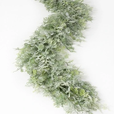 Sullivans 6' Frosted Fern & Cone Artificial Garland 72"L Green 5 Sullivans 6' Frosted Fern & Cone Artificial Garland 72"L Green - Image 3