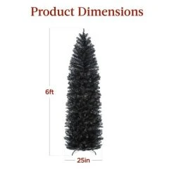 Best Choice Products Pre-Lit Black Artificial Christmas Tree, Holiday Pencil Tree w/ Metal Base -Outlet Xmas Decor Tree Store GUEST 988c9c52 0da7 46b6 a258 330959e19bc0