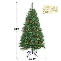 Tangkula Pre-lit Hinged Artificial Pencil Fir Christmas Tree with LED Lights -Outlet Xmas Decor Tree Store GUEST 9895ab36 2d29 4462 b506 9150f66182ef