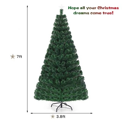 Costway Pre-Lit Fiber Optic Artificial Christmas Tree 280 Lights 7FT 10 Costway Pre-Lit Fiber Optic Artificial Christmas Tree 280 Lights 7FT - Image 8