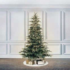 Primo International Puleo International Prelit Artificial Montclair Fir Holiday Tree with Clear Lights, Hinged Branches, & Stand