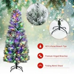 Costway 6FT Pre-Lit Hinged Christmas Tree Snow Flocked w/9 Modes Remote Control Lights -Outlet Xmas Decor Tree Store GUEST 990c569a 6aec 476b ac24 4a9fde88099b