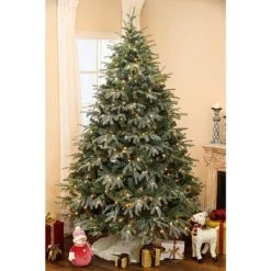 LuxenHome 7.5ft Pre-Lit LED Artificial Full Fir Christmas Tree